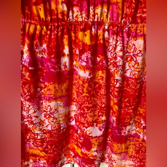 Faded Glory orange/pink dress. XL but fits more M/L. Adjustable ruched shoulders - Picture 4 of 4